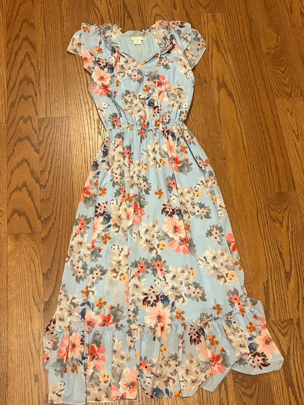 Shoshanna Light Blue Floral Midi Dress